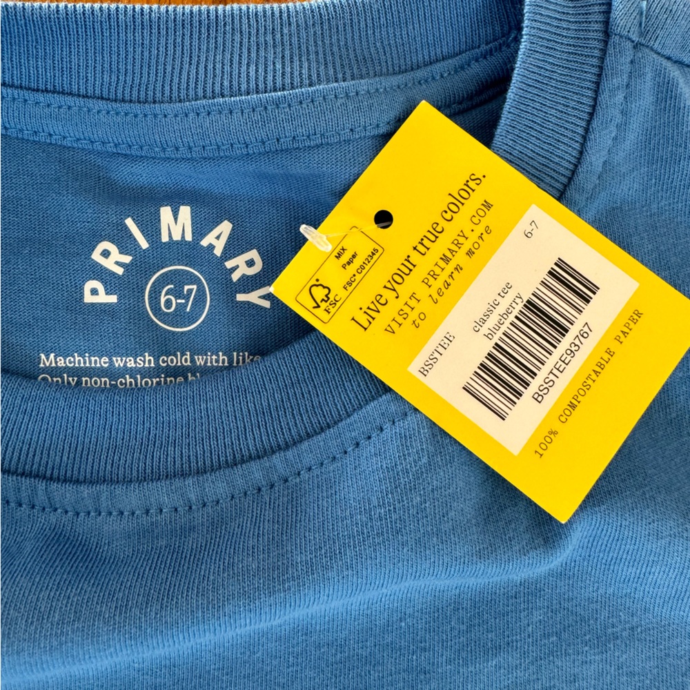 Primary Classic Tee in Blueberry NWT size 6-7 - Picture 3 of 4